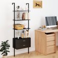 thumbnail image 4 of Gymax 2 PCS Ladder Bookshelf w/ Storage Wall Mount Bookcase w/ 4 Open Shelves Black, 4 of 10
