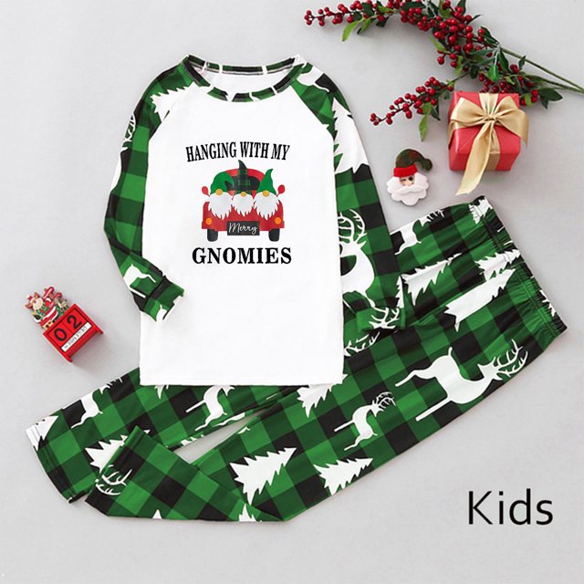 Tenues de Famille Assorties Noël Femmes Blouse Imprimée Col Rond Hauts+pantalons Ensemble de Pyjamas Assortis pour la Famille Pyjamas Grande Taille en Liquidation