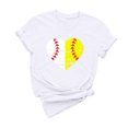 thumbnail image 5 of EQWLJWE Hauts d'Été pour Femmes Hauts pour Femmes Liquidation Mode Féminine d'Été Col Rond Loisirs Manches Courtes Hauts Imprimés Baseball, 5 of 5