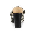 thumbnail image 2 of BLISSFUL STEP Women Stripe Bow Pointed Toe Block Heel Slides Mules Black 6, 2 of 8