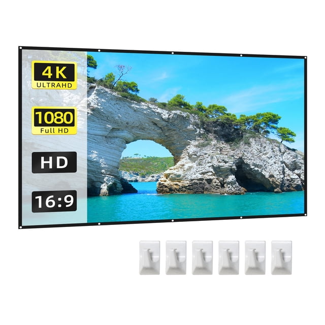 Écran, Écran de Projecteur 72 Pouces 16:9 HD 4K Pliable Portable Double Face Projection Anti-Froissement Rideau d'Écran de Film avec Crochets pour Intérieur Extérieur Cinéma Maison Bureau Réunion