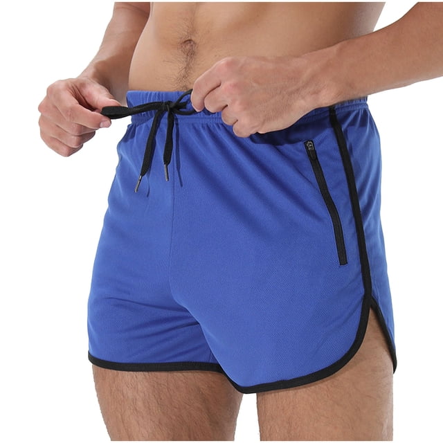 hotojiny Men's Athletic Running Shorts Drawstring Stretch Workout Shorts Lightweight Sports Gym Basketball Clothes with Zip Pockets