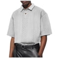 thumbnail image 2 of ylioge Short Sleeve T Shirts for Men Pullover Button Collared Golf Tees Tops Casual Solid Color Textured Loose Comfort Lapel Tshirts Shirt, 2 of 6