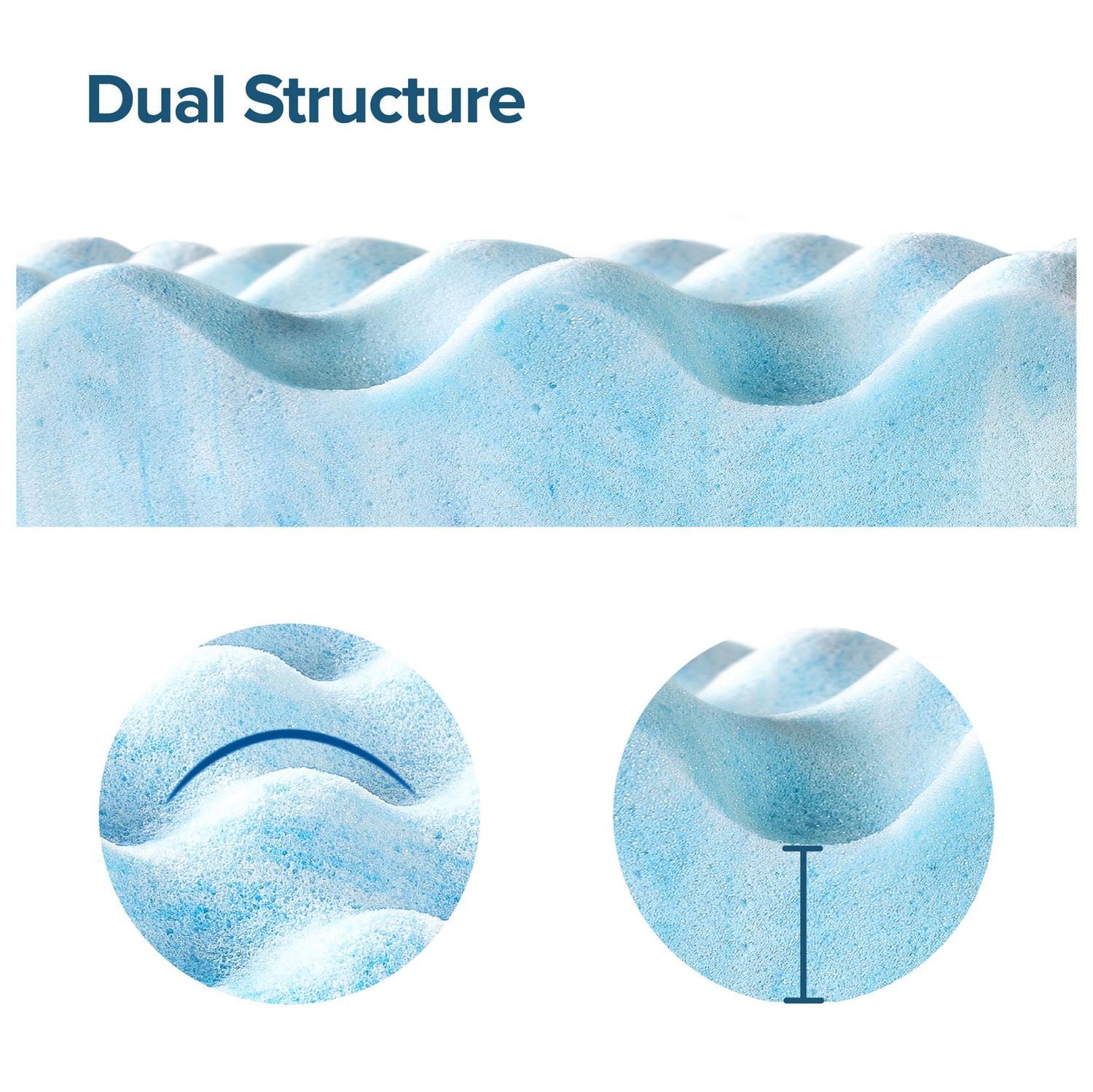 Surmatelas en mousse mémoire à circulation d’air et gel rafraîchissant Zinus Spa Sensations Swirl, grand, 1,5 po, soulagement de la pression, mousse certifiée CertiPUR-US