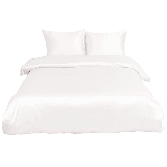 Unique Bargains Satin Duvet Cover Set 3 Piece and Pillow Sham Set
