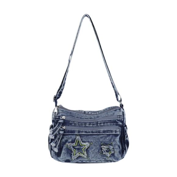 Esquirla Women Denim Crossbody Bag Casual Handbag for Outdoor Sports Everyday Camping Dark Blue