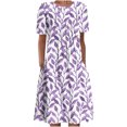 thumbnail image 2 of Pisexur Robe à Manches Courtes à Col Rond pour Femme Été Décontractée Col Rond Manches Courtes Plissée Imprimée Robes Femme Robe, 2 of 5