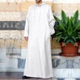 thumbnail image 4 of CEHVOM Men's Muslim Robe Set Arab Middle Robe Long Sleeve Hooded Button Casual Robe Sale, 4 of 8