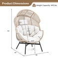 thumbnail image 3 of Gymax Wicker Stationary Egg Chair Lounge Basket Sofa Chair w/ Heavy-Duty Metal Frame White, 3 of 6