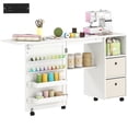 thumbnail image 1 of HOMCOM Table de Couture Pliante avec Prise de Courant, Table d'Artisanat Roulante, Blanc, 1 of 10