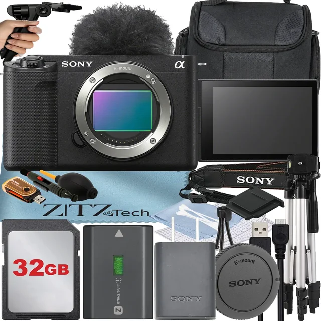 Sony ZV-E1 Mirrorless Camera Black (Body Only) with 32GB Card + Case + Tripod + Cleaning Kit + ZeeTech Accessory Bundle