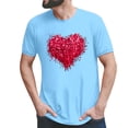 thumbnail image 2 of Chandails Mignons pour Couples Assortis de la Saint-Valentin Légers Mode à Imprimé Cœur Col Rond Décontracté Tunique à Manches Courtes T-Shirt Confortable Doux Mari Femme Tenue de Vacances Vêtements Bleu Pâle S, 2 of 6