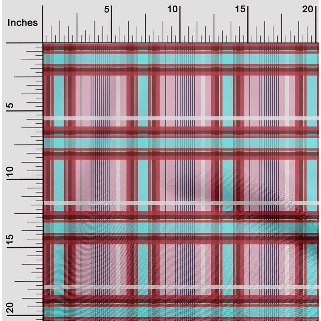 oneOone Cotton Poplin Fabric Madras Check Print Fabric By The Yard 42 Inch Wide
