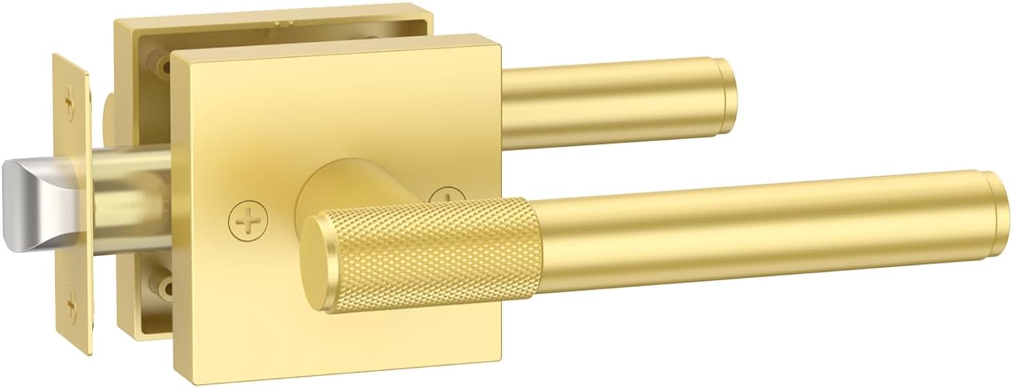 Matte Door Handles Interior Knurled Privacy Door Handles Heavy Duty Door Lever for Bedroom or Bathroom Reversible Keyless for Left Right Handed Doors AM