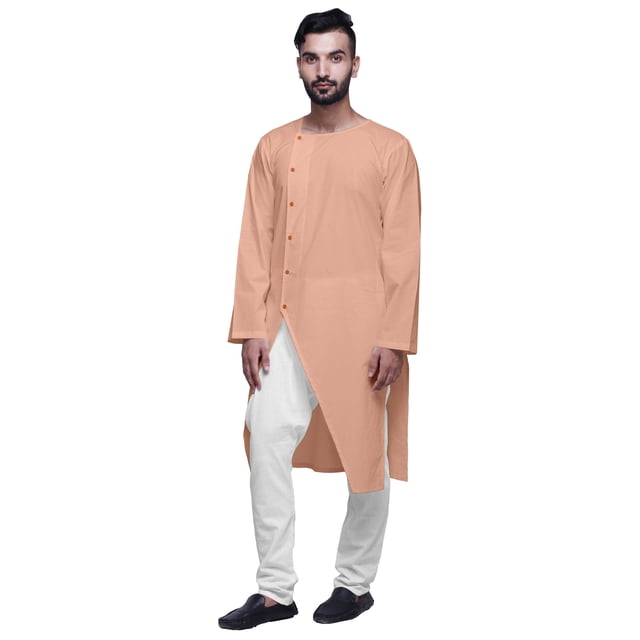 Atasi Button Down Asymmetrical Kurta For Men Solid Long Sleeve Kurta For Men