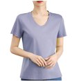 thumbnail image 1 of Timegard Womens Tops V Neck Short Sleeve Comfy Solid Color Basic Tee Casual Loose Workout Top Summer, 1 of 4