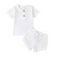 thumbnail image 1 of 2 Pcs Short Tricoté à Manches Courtes Col Rond Unisexe, 1 of 2