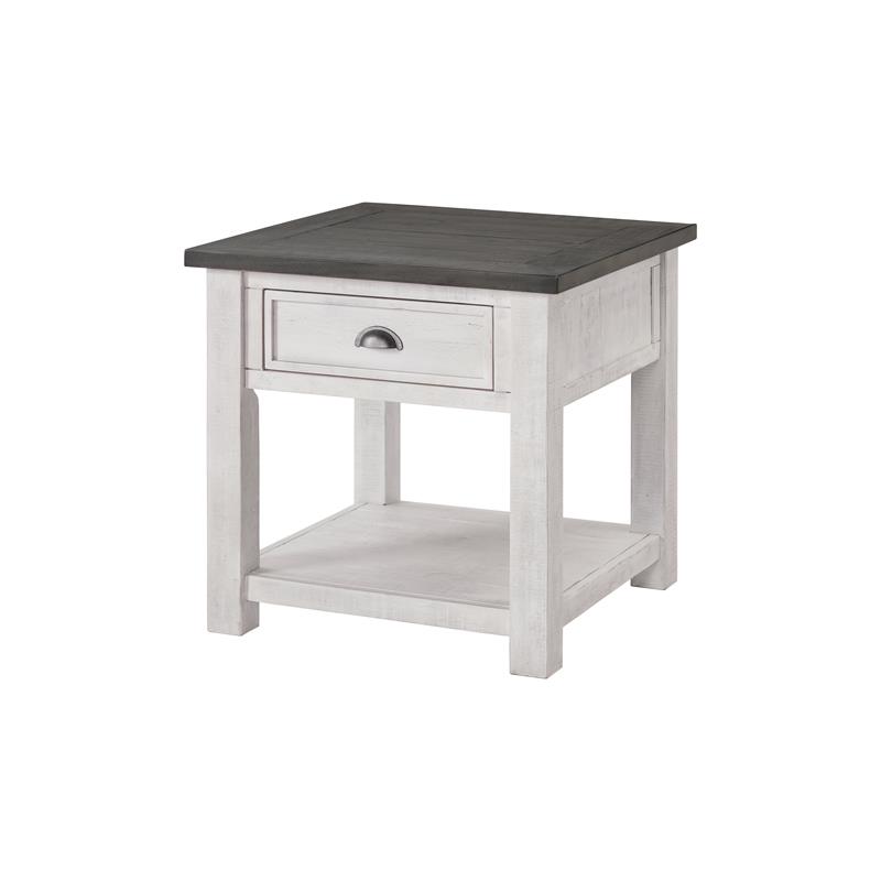 Martin Svensson Home Monterey Solid Wood End Table White with Grey Top