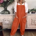 thumbnail image 1 of Qertyioot Combinaison pour Femmes Grande Taille, Salopette Décontractée Ample en Coton et Lin, 1 of 8