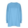 thumbnail image 4 of UVEASISHA Chandails Amples de Mode pour Femmes à Manches Longues, Col Rond, Pulls Amples Décontractés, Hauts à Épaules Drapées, Chandail Confortable et Doux, Tenues d'Automne 2025, Soldes Vêtements Aujourd'hui, Liquidation, Bleu Clair, P, 4 of 6