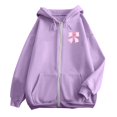 thumbnail image 4 of Tunique à Capuche Longue 3TG Chandail à Capuchon Robe Chandail pour Femmes Haut Grande Taille Chandails à Capuchon Femmes Chandail à Manches Longues à Fermeture Éclair Poche Cordon Décontracté Sport Violet TTTG, 4 of 6