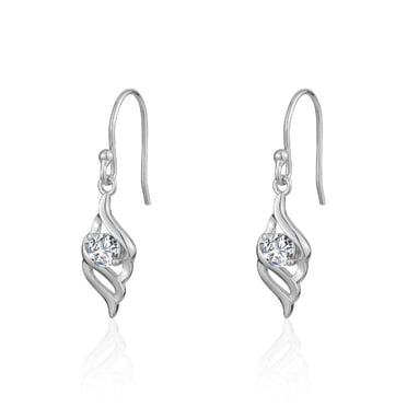 Luxury Design Swirl Dangle drop CZ earring