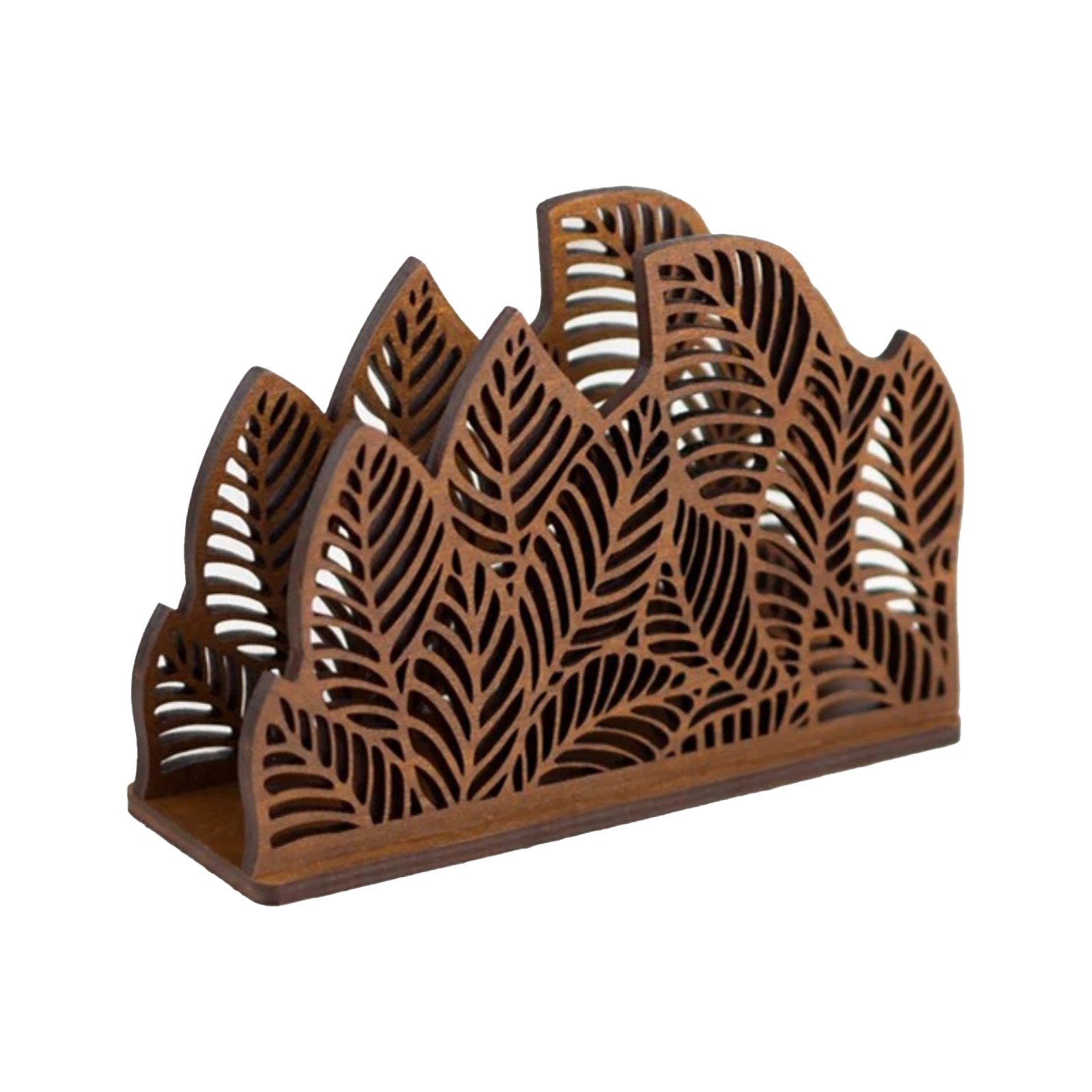 Desktop Ornament Floral Pattern Wood Napkin Holder for Kitchen and Dining Table Display Farmhouse Living Room Stand