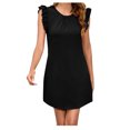thumbnail image 1 of AherBiu Robes pour Femmes 2024 Robe Courte Droite Sans Manches à Volants aux Épaules Basique Mignonne Mini Robes, 1 of 5
