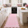 thumbnail image 3 of GlowSol 2'x6' Scalloped Bow Border Area Rug, Modern Solid Washable Rug with Non Slip TPR Backing, Stain Resistant Low Pile Indoor Carpet Mat for Bedroom Hallway Nursery Decor, Pink, 3 of 8