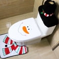 thumbnail image 3 of yeacher Festive Snowman Christmas Bathroom Set: Toilet Lid Cover, Tank Cover & U-Shaped Rug for Holiday Decor, 3 of 6