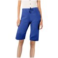 thumbnail image 1 of AherBiu Womens Shorts Casual High Waisted Drawstring Relaxed Fitted Short Summer Knee Length Shorts, 1 of 4