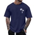 thumbnail image 1 of Pisexur T Shirts for Man , Hommes Mode Décontractée Imprimé Col Rond T-Shirt Pull Manches Courtes Blouse Bleu Foncé, S Chemises de Golf Hommes & Chemises Hommes, 1 of 6