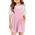 thumbnail image 1 of Wdgfv Girls Overall Shorts Kids Summer Casual Adjustable Strap Rompers Pink 8-10 Years, 1 of 7