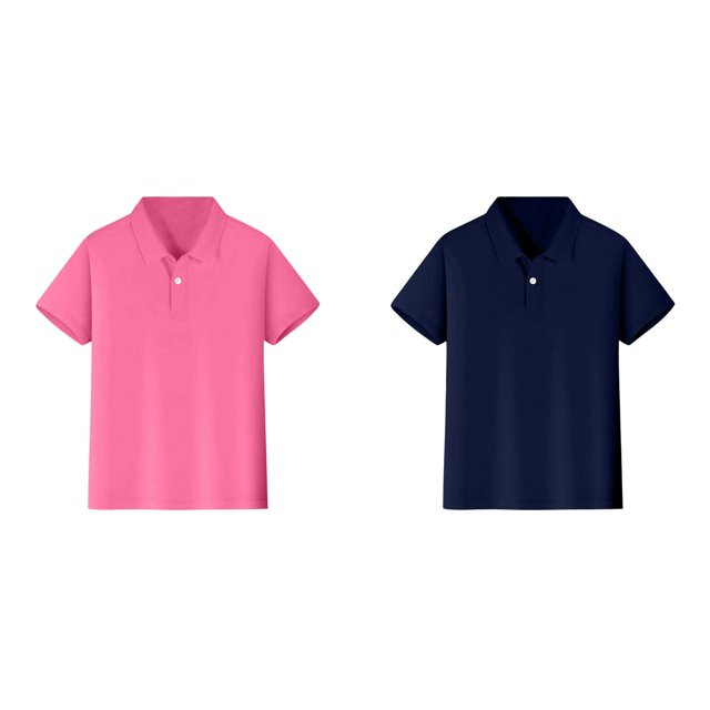2 Pack(Red 1PCS & Navy 1PCS) Multipack Tops Size 5 Short Long Sleeve Shirt Boy Sleeve Shirt Button Closure Pack Shirt Comfortable & Soft Fabric