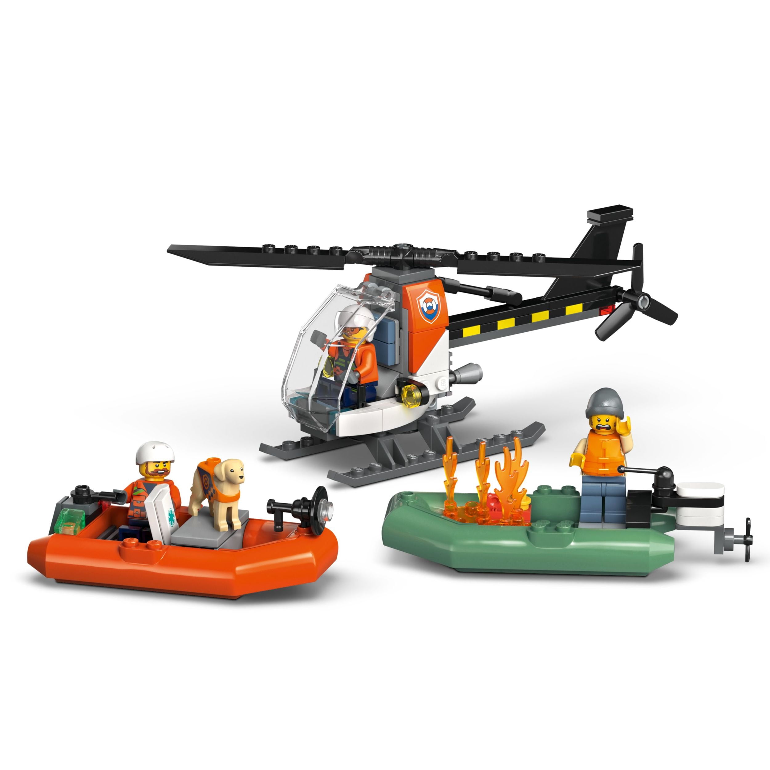 LEGO City Coast Guard Rescue Boat & Helicopter Building Toys - Kids Pretend Play Set for Boys & Girls, Ages 7+ - W/2 Rescue Boat Toys, 5 Minifigures & Dog Figure - Gift Idea for Birthdays - 60504