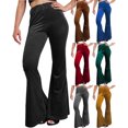 thumbnail image 2 of Honganda Women’s Velvet Flare Pants Solid Color Slim Fit Bell-Bottom Trousers Bootcut Pants, 2 of 9