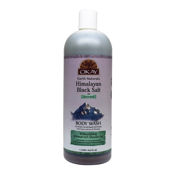 OKAY Himalayan Black Salt with Seaweed Body Wash 1 LITER / 33.8 FL oz