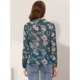 thumbnail image 4 of INSPIRE CHIC Women's Long Sleeve Ruffle Collar Button Down Floral Shirt Green S, 4 of 5