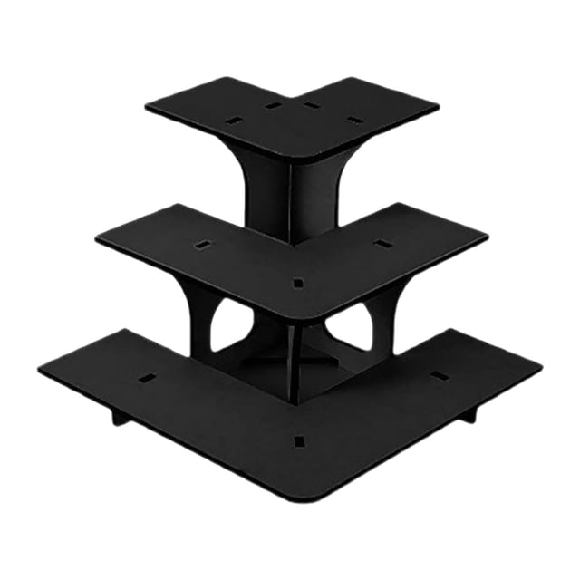 simhoa 3 Tier Corner Tiered Display Stand 3 Step Corner Display Rack for Tradeshows Arc black