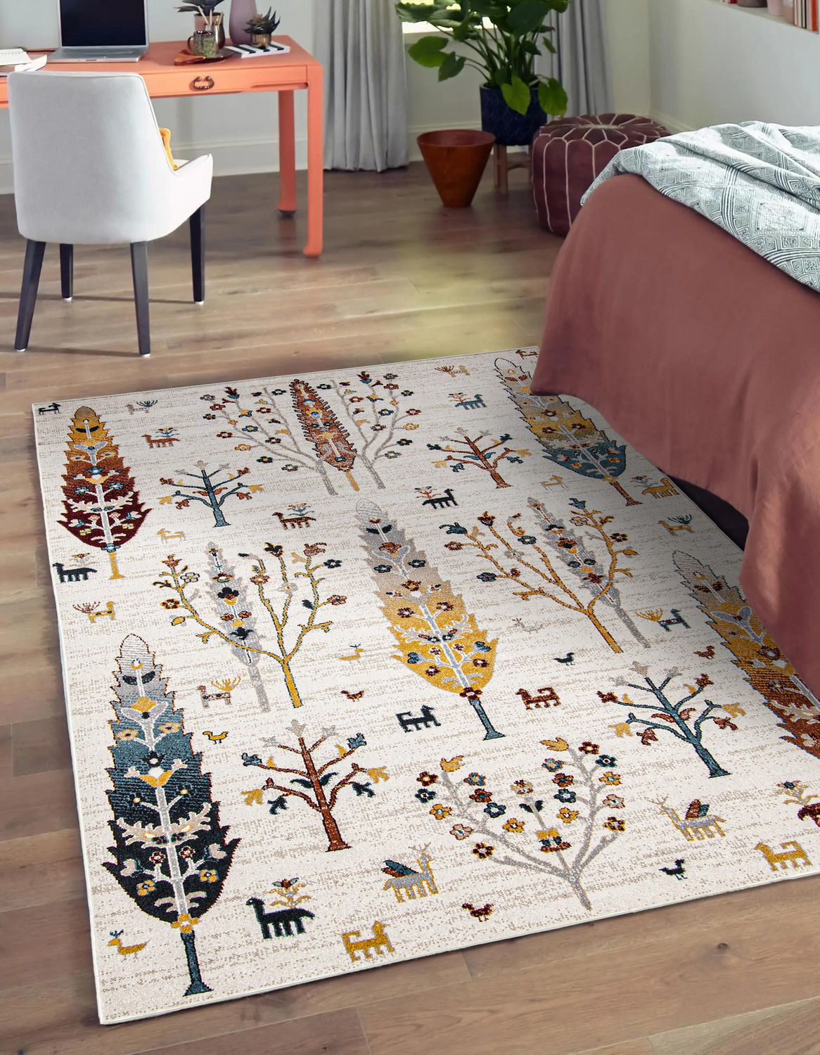 Tapis Lavable ECARPET Boho Chic pour Chambre, Salon, Chambre d'Enfant