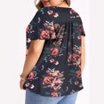thumbnail image 2 of Hauts Grande Taille pour Femmes Mode Décontractée Imprimée Manches Courtes Ample Grande Taille Volant Manches Courtes Blouse Col en V Shorts Grande Taille Shorts Grande Taille pour Femmes, 2 of 5