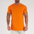 thumbnail image 2 of BOBOGOJP T-Shirt Ajusté pour Homme à Manches Courtes, Col Ras du Cou, Hauts T-Shirts (Orange,m), 2 of 3