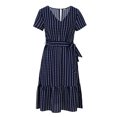 thumbnail image 3 of TJAZFJPA Robes de Soirée pour Femmes Femmes Robe à Rayures Imprimée Longueur Genou Robe Aguichant Robe à Manches Courtes Robe à Col en V Robe Décontractée pour Femmes Robe de Maternité Grande Taille, 3 of 7