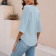 thumbnail image 4 of Timegard Tops for Women Petal 1/2 Sleeve Ruffle V-Neck Back Ruched Comfy Tee Summer Beach Casual Loose Top, 4 of 6