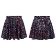 thumbnail image 1 of Lejafay Girls Flared Pleated A-Line Skirts Shiny Metallic Dance Performance Costume Cheerleading Uniform Black M, 1 of 7