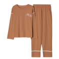 thumbnail image 1 of REDHOTYPE Nouveaux Pyjamas Simples en Coton Doux pour Femmes 2 Pcs Grande Taille 3TG Manches Longues Décontractées, 1 of 2