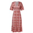 thumbnail image 4 of JIRNDf Robes Maxi d'Été pour Femmes Tendance à Imprimé Floral, par-Dessus, Col en V, Sans Manches, Robes d'Été pour Femmes, Robe Bohème Rouge G, 4 of 8