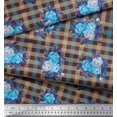 thumbnail image 3 of Soimoi Cotton Poplin Fabric Check,Leaves & Rose Flower Decor Fabric Printed Yard 56 Inch Wide, 3 of 3