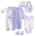 thumbnail image 1 of 8PCS Newborn Baby Boy Girl Tops+Hat+Pants +Bib+Sock Shose+Romper Outfits Set, 1 of 9