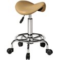 thumbnail image 1 of HOMCOM Saddle Stool Adjustable Rolling Salon Chair Light Brown, 1 of 10